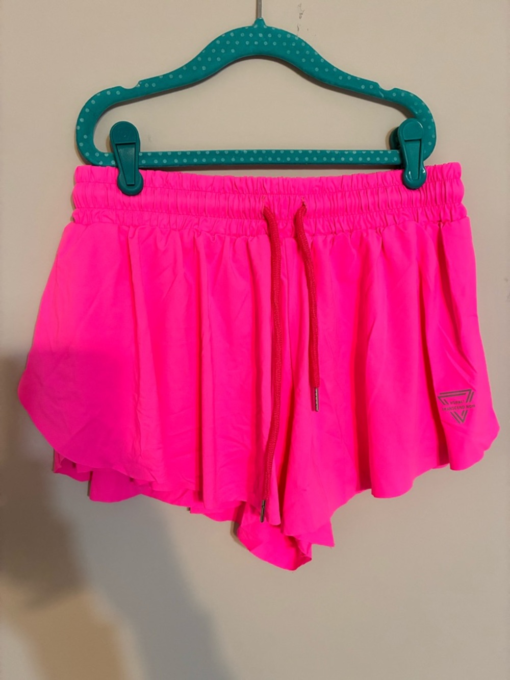Women's Hot Neon Pink Drawstring Butterfly Athletic Shorts Small